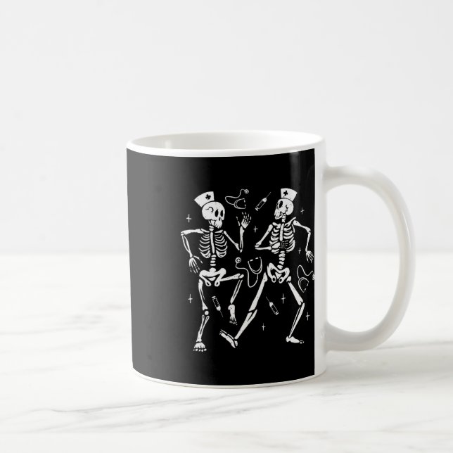 Funny Nurse Dancing Skeleton Halloween Skeleton Co Kaffeetasse (Rechts)
