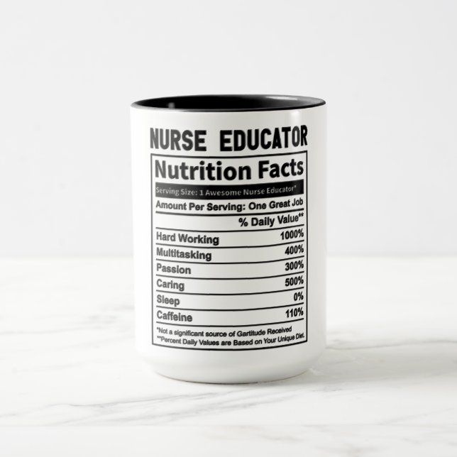 Funny Nurse Educator Nutrition Fakten Tasse (Zentrum)