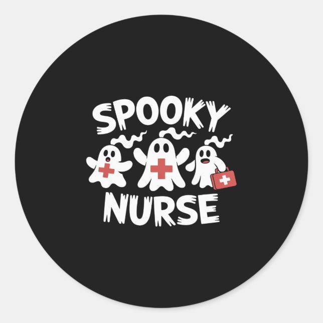 Funny Nurse Halloween Runder Aufkleber (Vorderseite)
