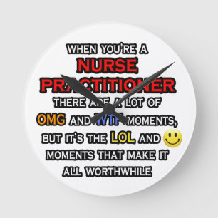 Funny Nurse Practitioner ... OMG WTF LOL Runde Wanduhr