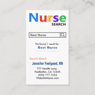 Funny Nurse Search Carte de visite de publicité