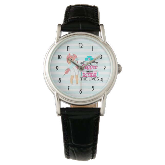 Funny Nurse Sprichwort mit Big Hypodermic Needle Armbanduhr (Vorderseite)