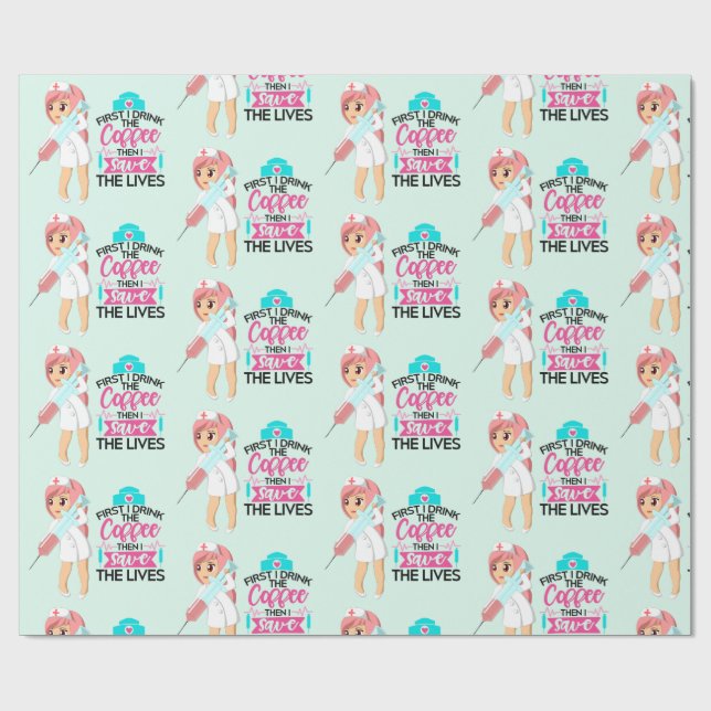 Funny Nurse Sprichwort mit Big Hypodermic Needle Geschenkpapier (Flach)