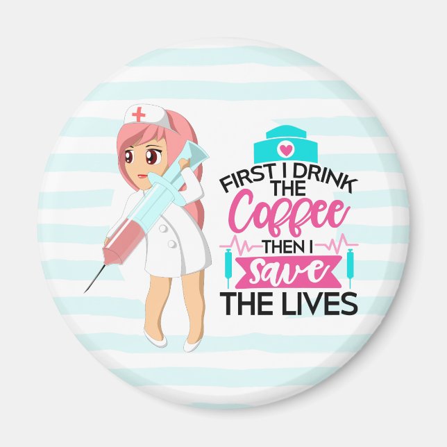 Funny Nurse Sprichwort mit Big Hypodermic Needle Magnet (Vorne)