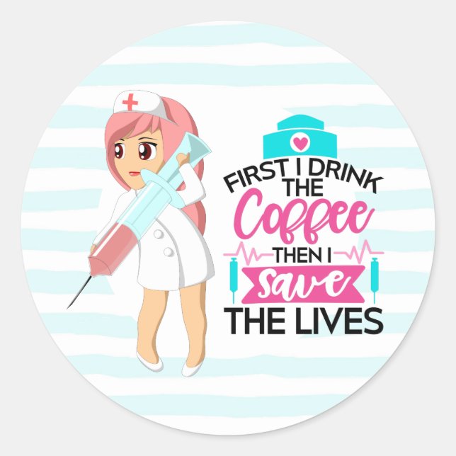Funny Nurse Sprichwort mit Big Hypodermic Needle Runder Aufkleber (Vorderseite)