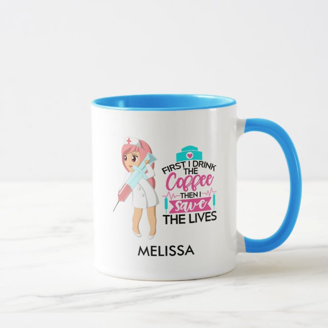 Funny Nurse Sprichwort Typografie Hypodermische Na Tasse (Rechts)