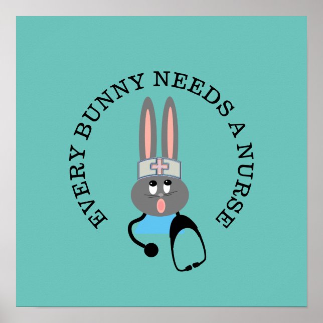 Funny Nurse Stethoscope Bunny Poster (Vorne)