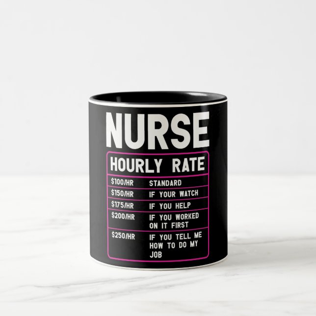 Funny Nurse Stundensatz Zweifarbige Tasse (Mittel)