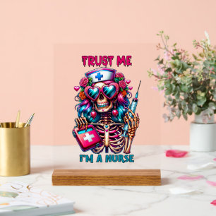 Funny Nurse Trust Word Art Acrylschild