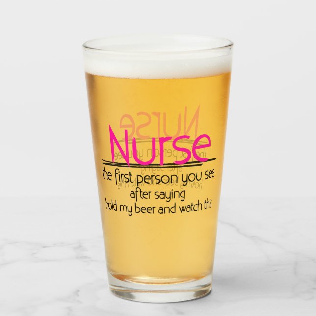 Funny Nurse und Bierwörter Glas (Vorne (Gefüllt))