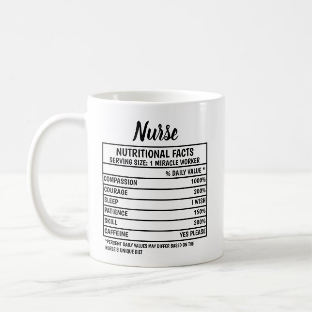 Funny Nurse Valeur nutritive Cadeau Café Mug (Gauche)