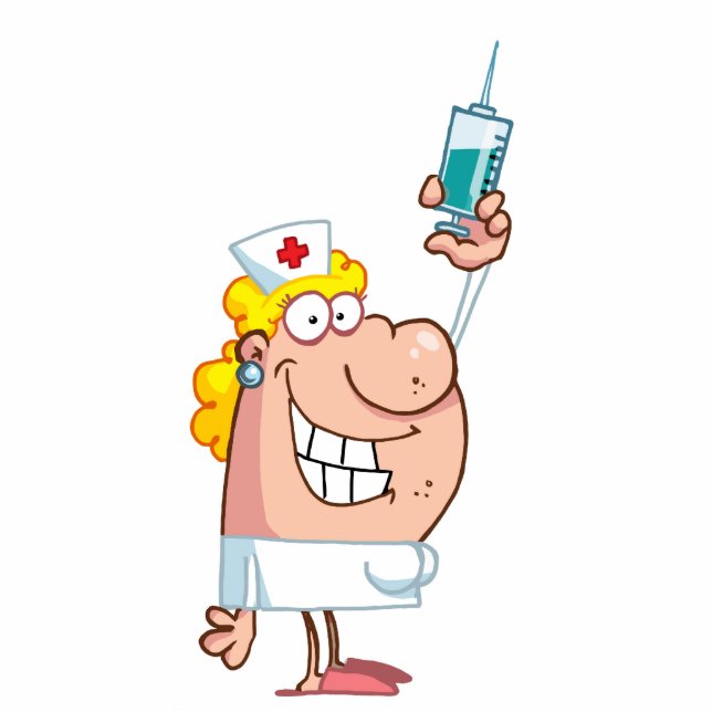 Funny Nurse-with-spritze-shot Freistehende Fotoskulptur (Vorne)