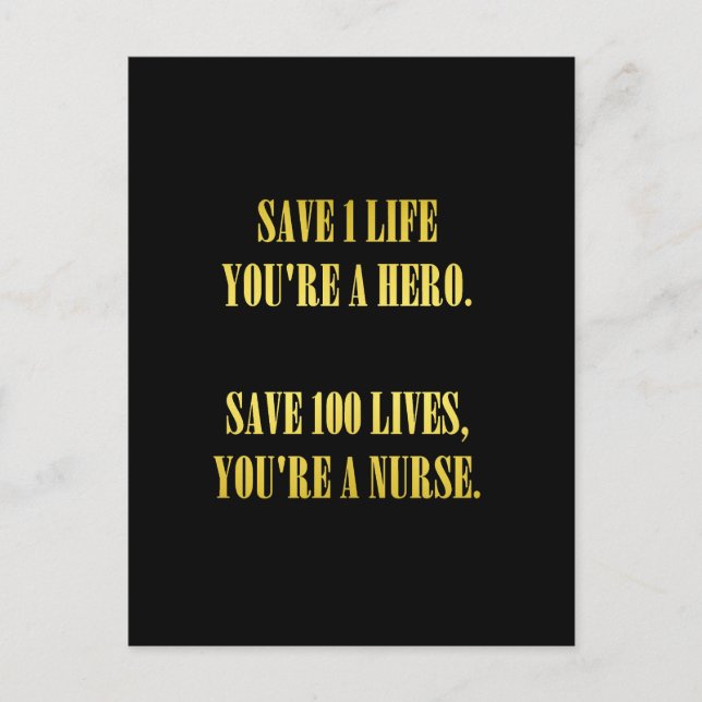 Funny Nurses Rette Lives Joke Postkarte (Vorderseite)