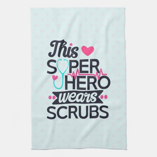 Funny Nursing Superhero Sprichwort Typografie Geschirrtuch (Vertikal)