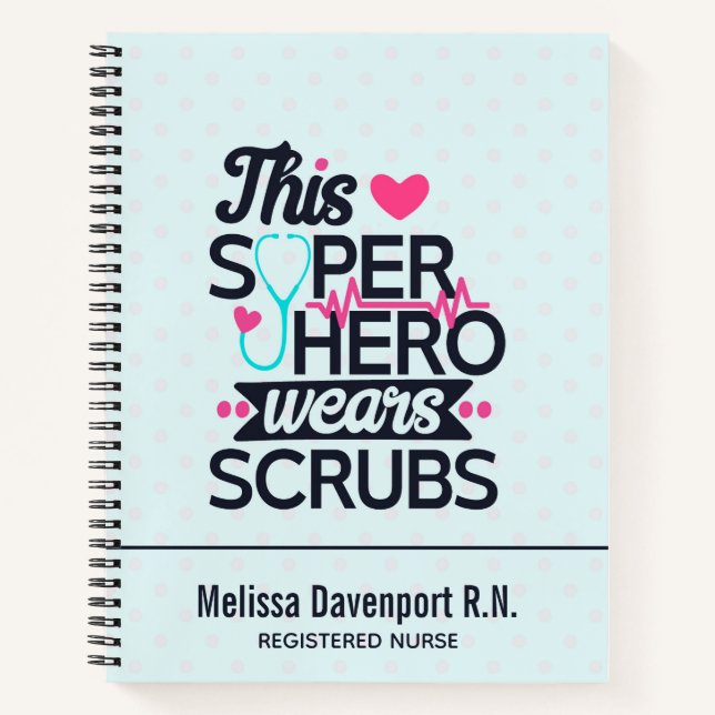 Funny Nursing Superhero Sprichwort Typografie Notizbuch (Vorderseite)