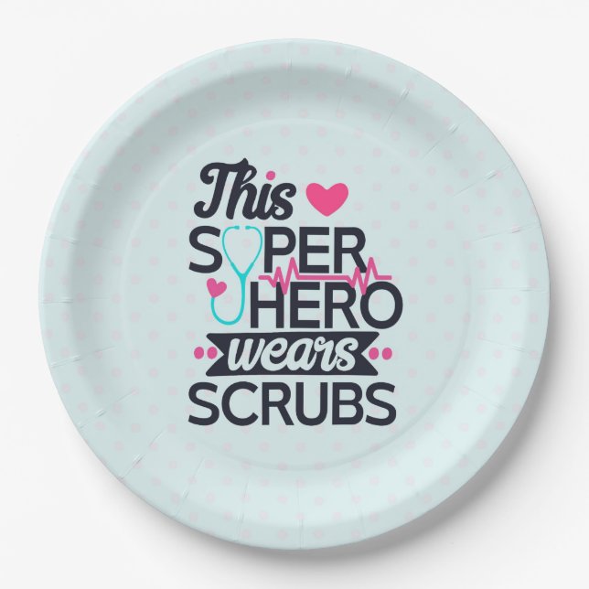 Funny Nursing Superhero Sprichwort Typografie Pappteller (Vorderseite)