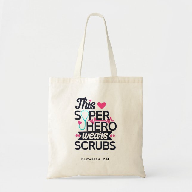 Funny Nursing Superhero Sprichwort Typografie Tragetasche (Vorne)