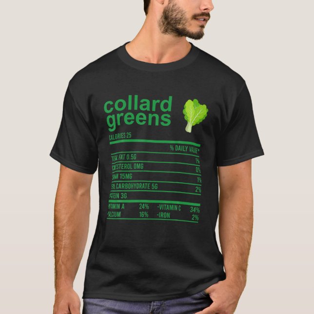 Funny Nutrition Fact Food , Collard Grüntöne Thank T-Shirt (Vorderseite)