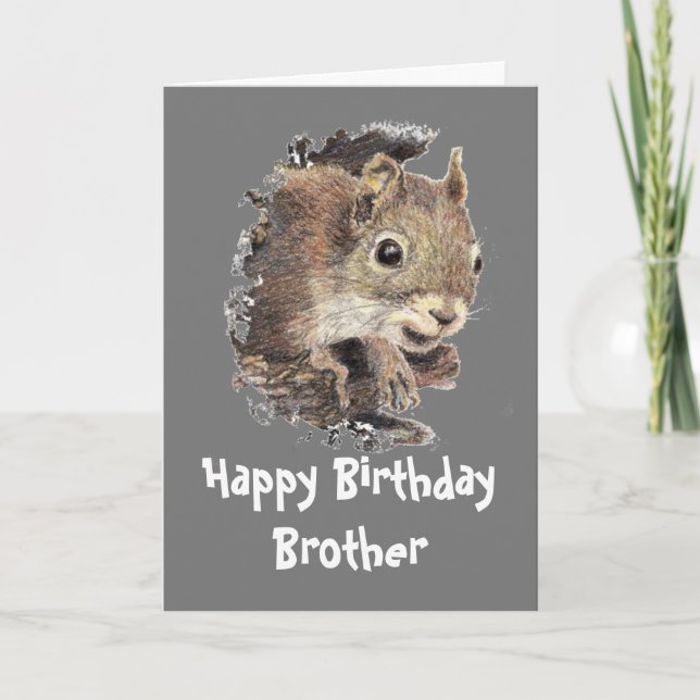 Funny, Nutty Brother Birthday Eichhörnchen Karte (Vorderseite)