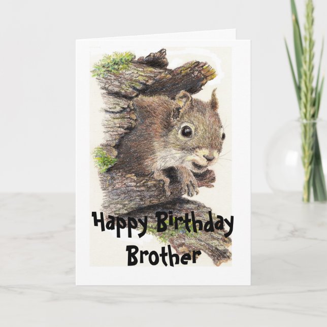 Funny, Nutty Brother Birthday Squirrel Card Karte (Vorderseite)