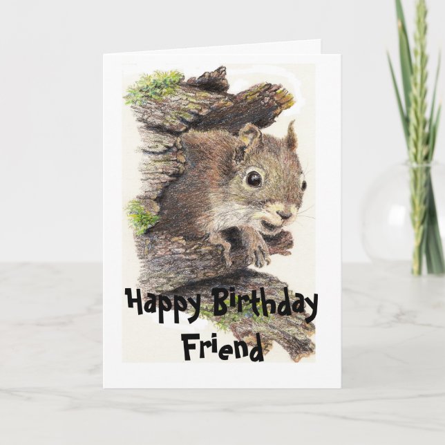 Funny, Nutty Friend Birthday Squirrel Card Karte (Vorderseite)