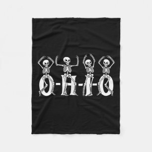 Funny O-h-i-o Staat Skeleton Ohio Halloween Vintag Fleecedecke