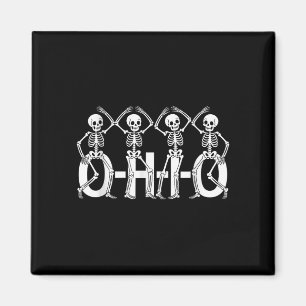 Funny O-h-i-o Staat Skeleton Ohio Halloween Vintag Magnet