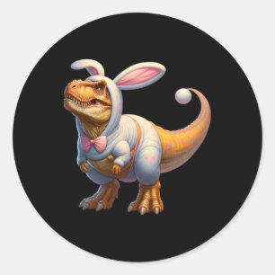 Funny Oaster Bunny Dinosaur T-rex Apparel Uni-adul Runder Aufkleber