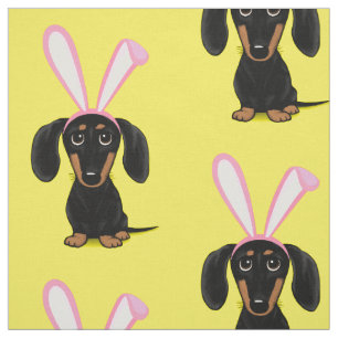 Funny Oaster Bunny Dog Black and Tan Dackel Stoff