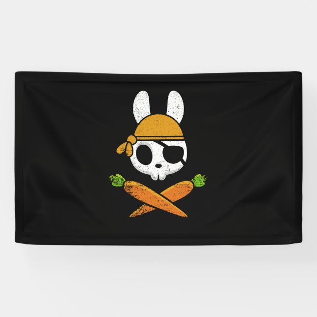 Funny Oaster Bunny Rabbit Pirate Skull und Carrot Banner (Horizontal)