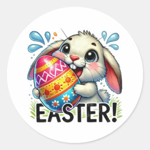 Funny Oaster Bunny Runder Aufkleber