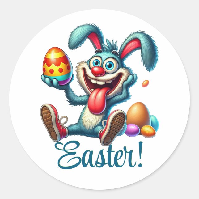 Funny Oaster Bunny Runder Aufkleber (Vorderseite)