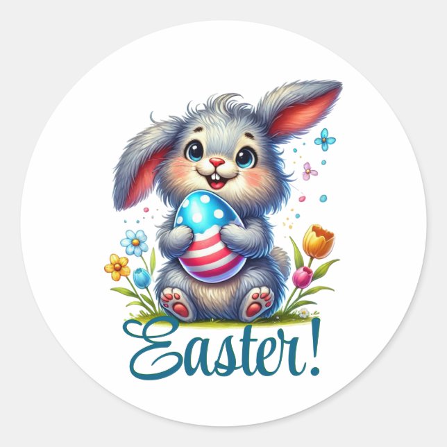 Funny Oaster Bunny Runder Aufkleber (Vorderseite)