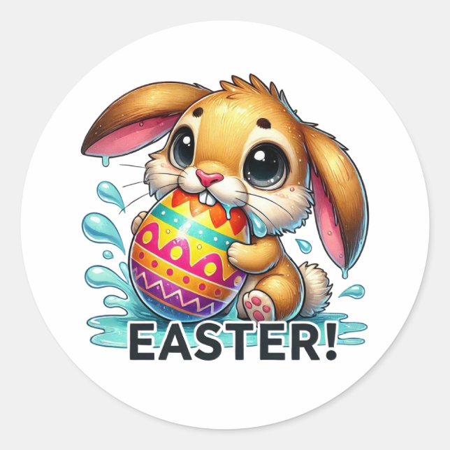 Funny Oaster Bunny Runder Aufkleber (Vorderseite)