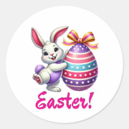Funny Oaster Bunny Runder Aufkleber