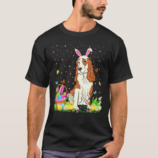 Funny Oaster Egg Jagd Cocker Spanischer Hund Oster T-Shirt (Vorderseite)
