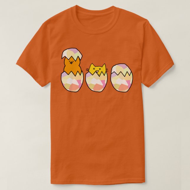 Funny Oaster Eggs Cat Unter den Hühnern T-Shirt (Design vorne)