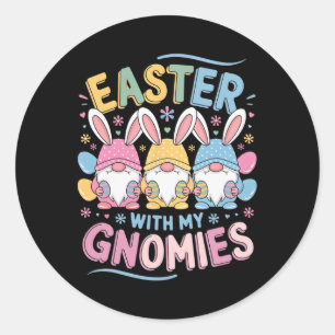 Funny Oaster mit meinen Gnomies Happy Oster Gnome Runder Aufkleber
