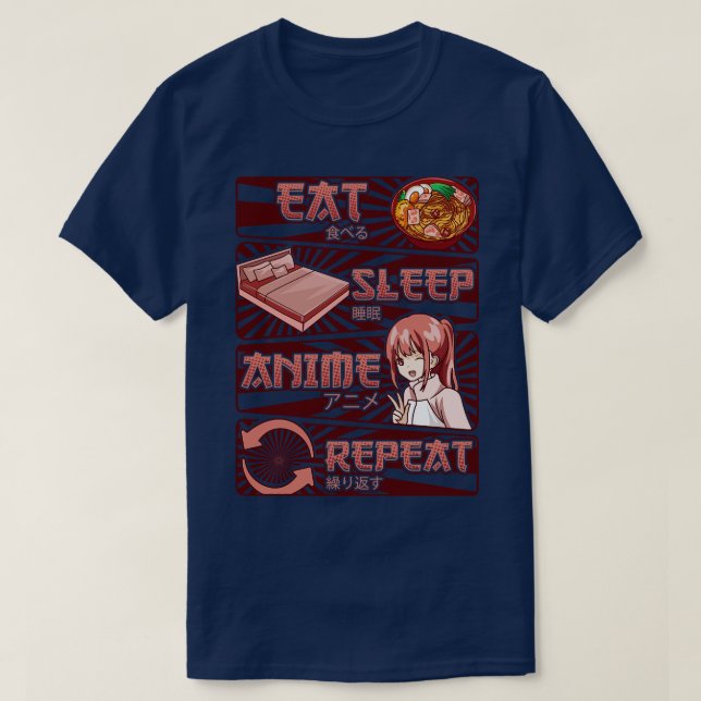 Funny Obsessated Girl Eat Sleep Wiederholung T-Shirt (Design vorne)