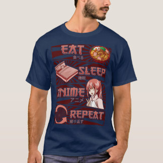 Funny Obsessated Girl Eat Sleep Wiederholung T-Shirt