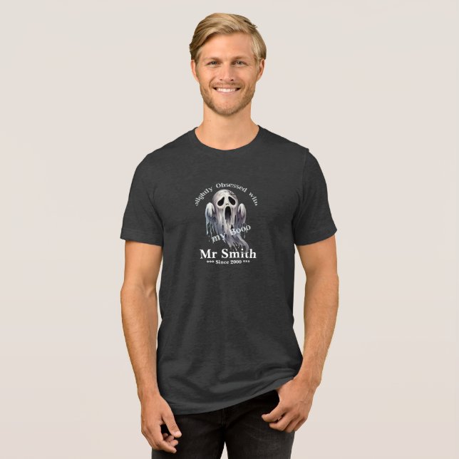 Funny Obsessinsgesegnet Ghost Tri-Blend Shirt (Vorderseite voll)