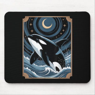 Funny Ocean Orca Whale springen auf einem Tarot Ca Mousepad