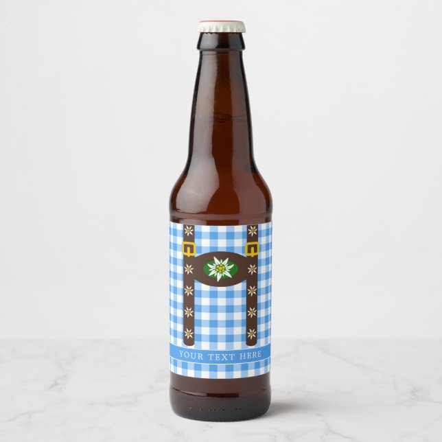 Funny Octoberfest Lederhosen Suspenders Bierflaschenetikett (Vorderseite)