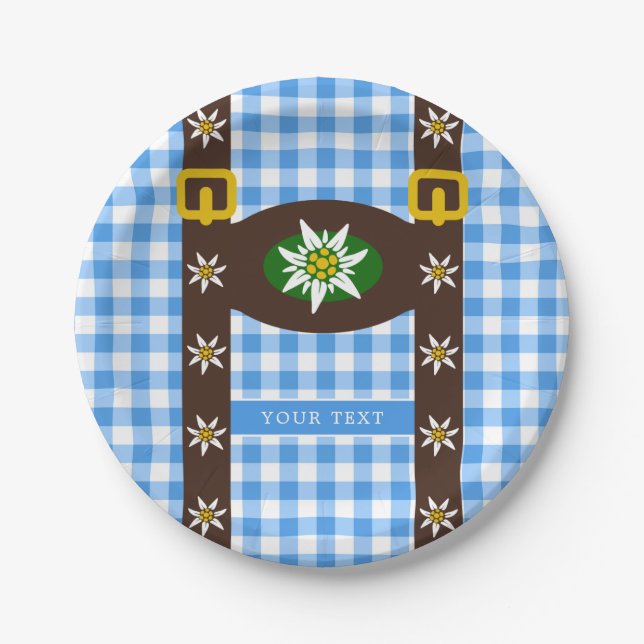 Funny Octoberfest Lederhosen Suspenders  Pappteller (Vorderseite)