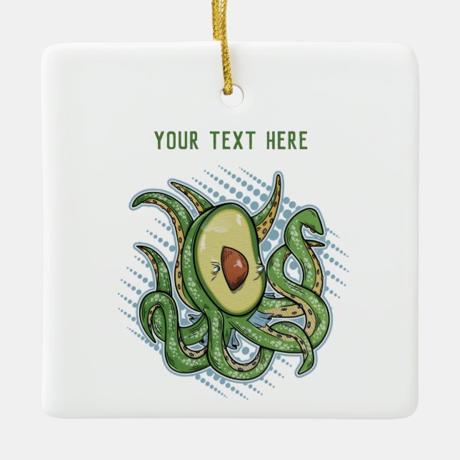 Funny Octopus Avocado Keramikornament (Vorderseite)
