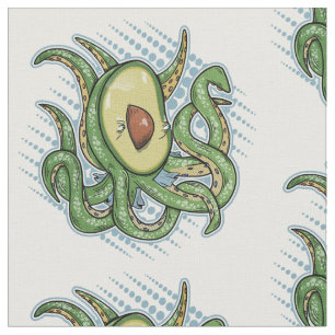 Funny Octopus Avocado Stoff