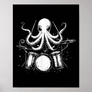 Funny Octopus Drummer Drums Drumming Music Lover Poster