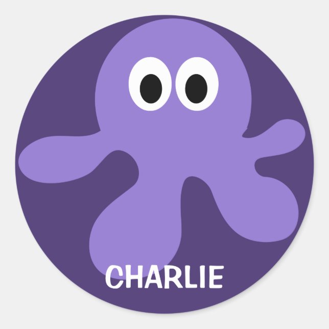 Funny Octopus individuelle Name Aufkleber (Vorderseite)
