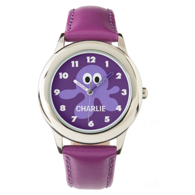 Funny Octopus montres monogrammes personnalisées (devant)