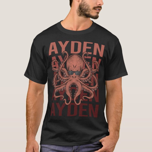 Funny Octopus - Name Ayden T-Shirt (Vorderseite)